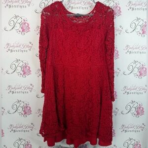 Lily Morgan dress long sleeve Lacie floral Chic Long Sleeve Red Lace Dress